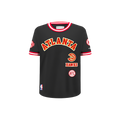 NBA ATLANTA HAWKS RETRO CLASSIC LITTLE BOY'S SHORT SLEEVE STRIPED RIB TEE (BLACK/RED)