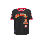 NBA ATLANTA HAWKS RETRO CLASSIC LITTLE BOY'S SHORT SLEEVE STRIPED RIB TEE (BLACK/RED)