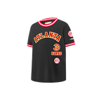 NBA ATLANTA HAWKS RETRO CLASSIC LITTLE BOY'S SHORT SLEEVE STRIPED RIB TEE (BLACK/RED)