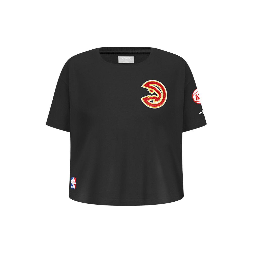 NBA ATLANTA HAWKS CLASSIC T-SHIRT À COUPE CARRÉE À MANCHES COURTES POUR FILLE ENFANT (NOIR)
