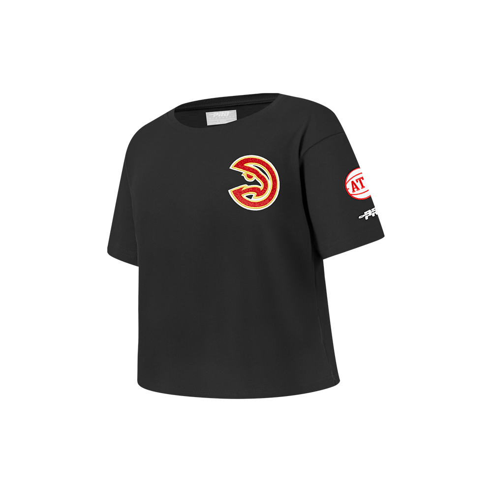 NBA ATLANTA HAWKS CLASSIC T-SHIRT À COUPE CARRÉE À MANCHES COURTES POUR FILLE ENFANT (NOIR)