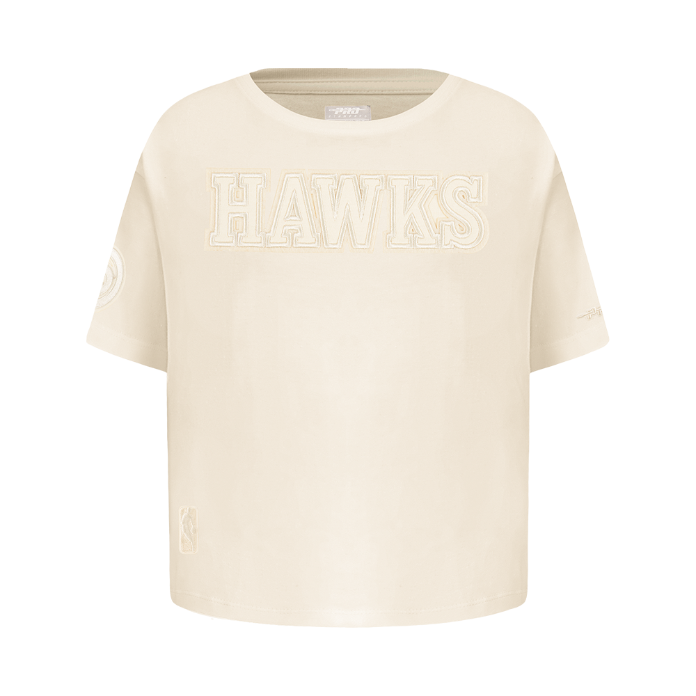 NBA ATLANTA HAWKS NEUTRAL T-SHIRT À COUPE CARRÉE À MANCHES COURTES POUR FILLE ENFANT (COQUILLE D'ŒUF)