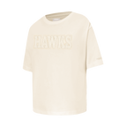 NBA ATLANTA HAWKS NEUTRAL T-SHIRT À COUPE CARRÉE À MANCHES COURTES POUR FILLE ENFANT (COQUILLE D'ŒUF)