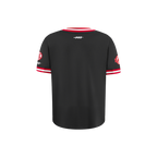 NBA ATLANTA HAWKS RETRO CLASSIC T-SHIRT CÔTELÉ RAYÉ À MANCHES COURTES POUR GARÇON BAMBIN (NOIR/ROUGE)