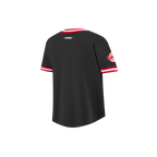 NBA ATLANTA HAWKS RETRO CLASSIC T-SHIRT CÔTELÉ RAYÉ À MANCHES COURTES POUR GARÇON BAMBIN (NOIR/ROUGE)