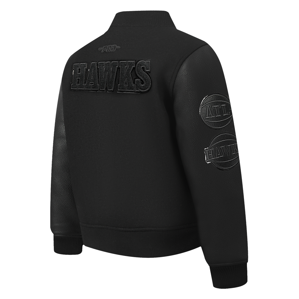 NBA ATLANTA HAWKS TRIPLE BLACK BLOUSON COLLÉGIAL EN LAINE POUR GARÇON BAMBIN (NOIR DE JAIS)