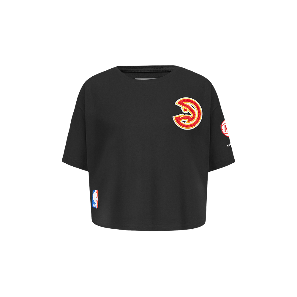 NBA ATLANTA HAWKS CLASSIC TODDLER GIRL'S SHORT SLEEVE BOXY TEE (BLACK)