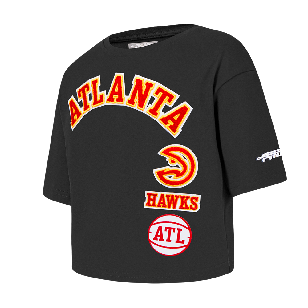 NBA ATLANTA HAWKS RETRO CLASSIC TODDLER GIRLS SHORT SLEEVE BOXY TEE (BLACK)