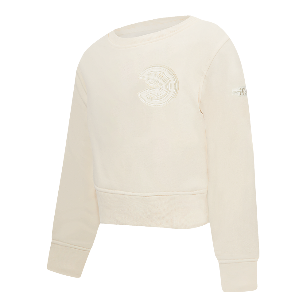 NBA ATLANTA HAWKS NEUTRAL TODDLER GIRL'S FLEECE CREWNECK (EGGSHELL)
