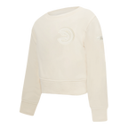 NBA ATLANTA HAWKS NEUTRAL TODDLER GIRL'S FLEECE CREWNECK (EGGSHELL)