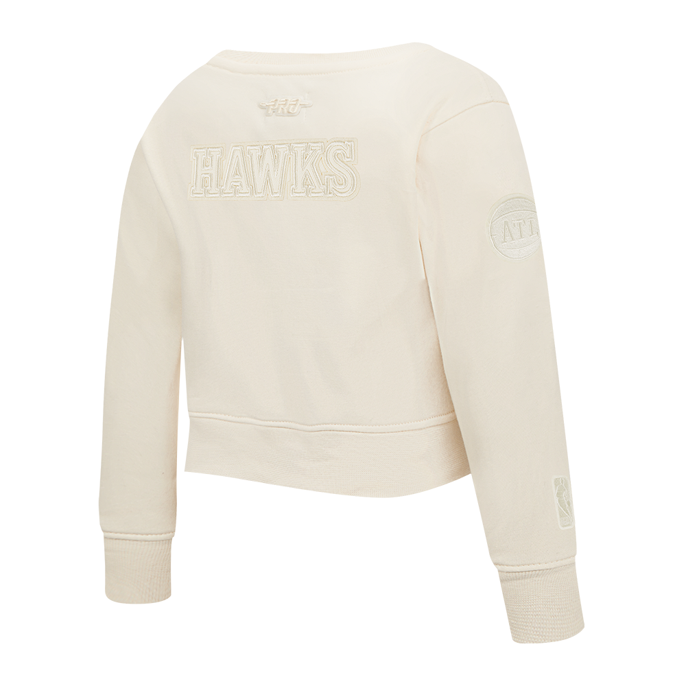 NBA ATLANTA HAWKS NEUTRAL TODDLER GIRL'S FLEECE CREWNECK (EGGSHELL)