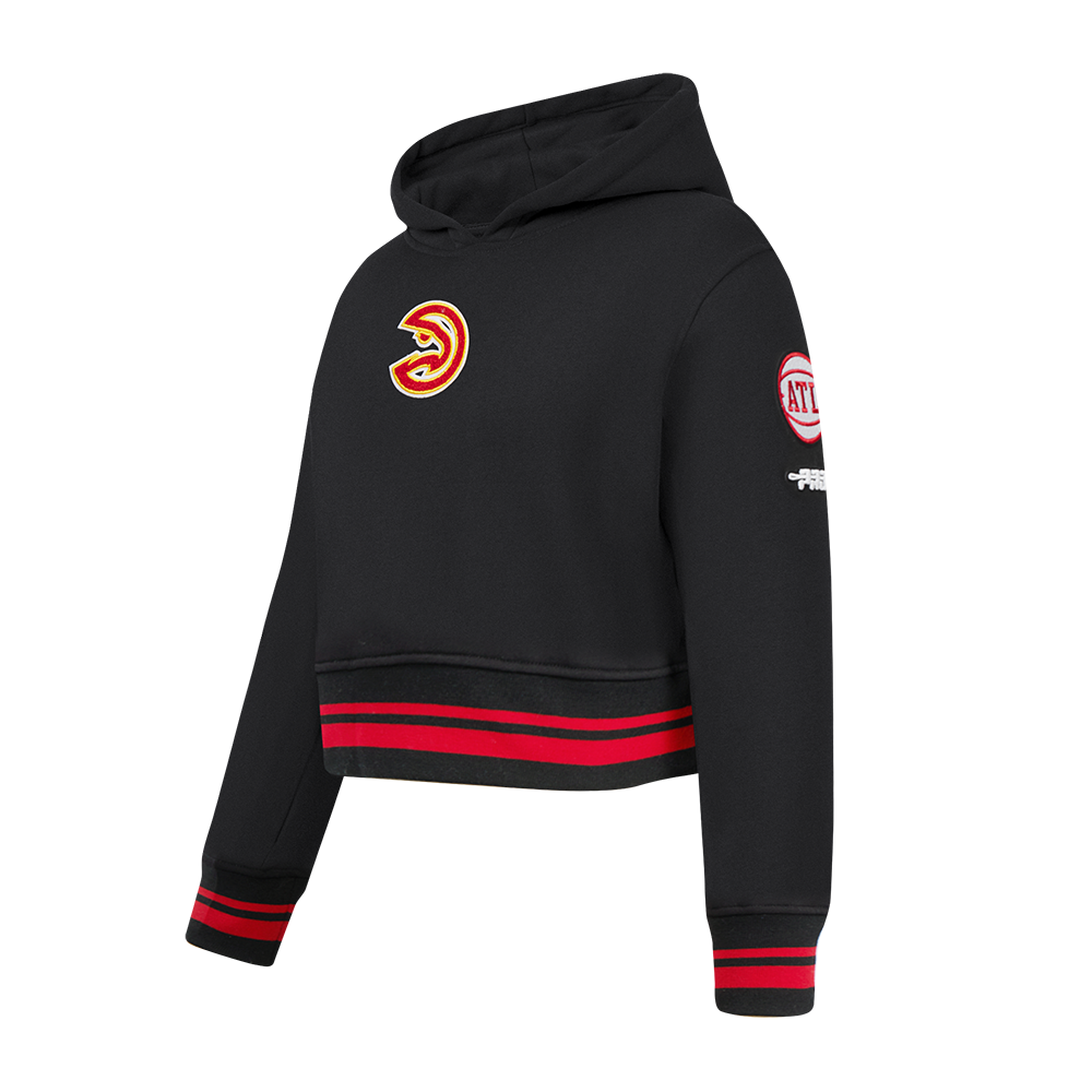 NBA ATLANTA HAWKS RETRO CLASSIC TODDLER GIRLS  RIB FLEECE PULLOVER HOODIE (BLACK/RED/BLACK)