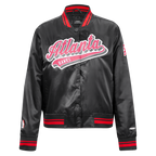 NBA ATLANTA HAWKS SCRIPT TAIL WOMEN'S SATIN JACKET (BLACK/RED/BLACK)