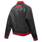 NBA ATLANTA HAWKS SCRIPT TAIL WOMEN'S SATIN JACKET (BLACK/RED/BLACK)