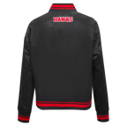 NBA ATLANTA HAWKS SCRIPT TAIL WOMEN'S SATIN JACKET (BLACK/RED/BLACK)