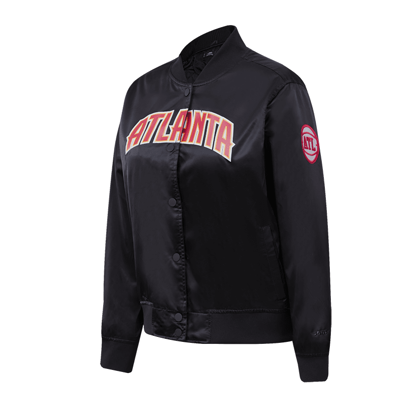 NBA ATLANTA HAWKS CLASSIC WOMEN'S SATIN JACKET (BLACK)
