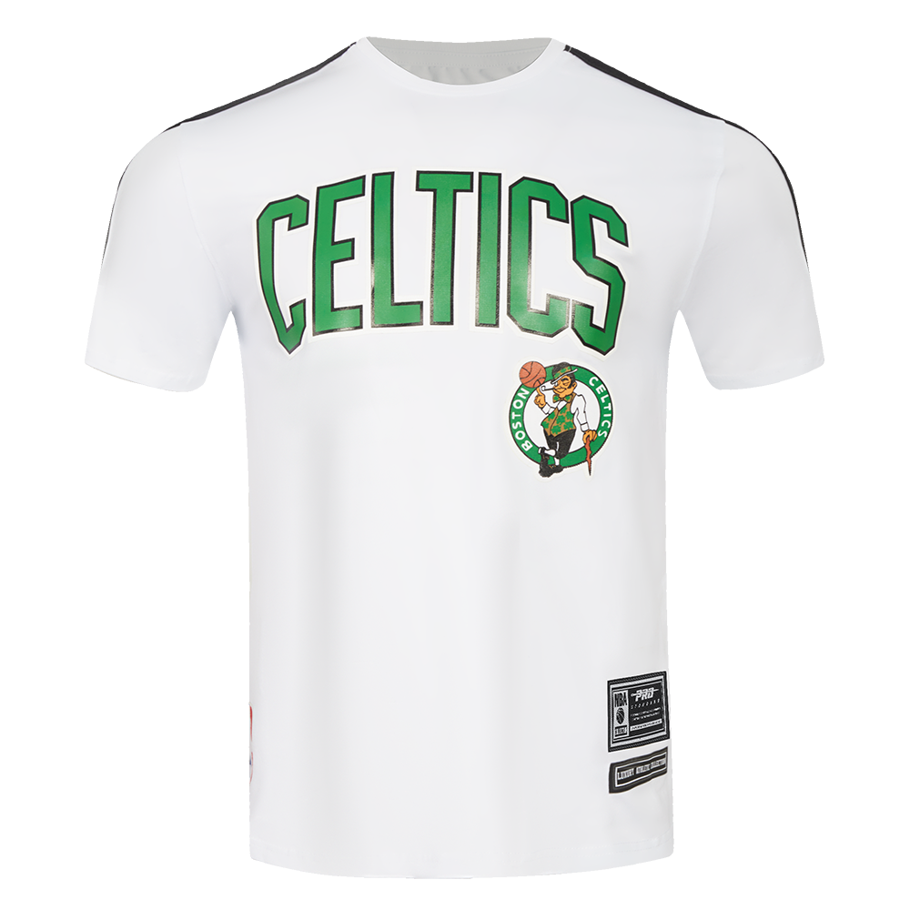 NBA BOSTON CELTICS CLASSIC MESH STRIPED MEN'S TEE (WHITE/BLACK)