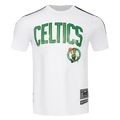 NBA BOSTON CELTICS CLASSIC MESH STRIPED MEN'S TEE (WHITE/BLACK)