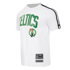 NBA BOSTON CELTICS CLASSIC MESH STRIPED MEN'S TEE (WHITE/BLACK)