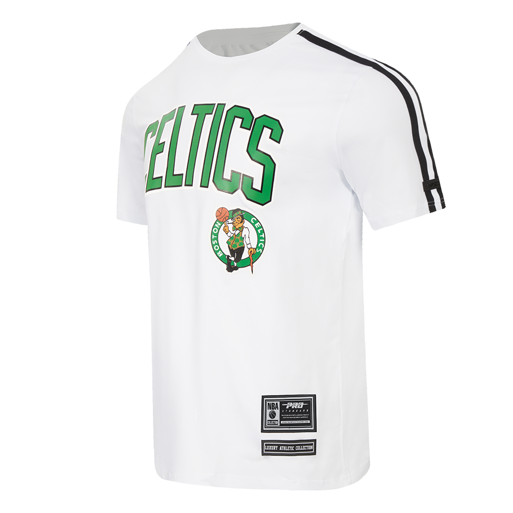 NBA BOSTON CELTICS CLASSIC MESH STRIPED MEN'S TEE (WHITE/BLACK)