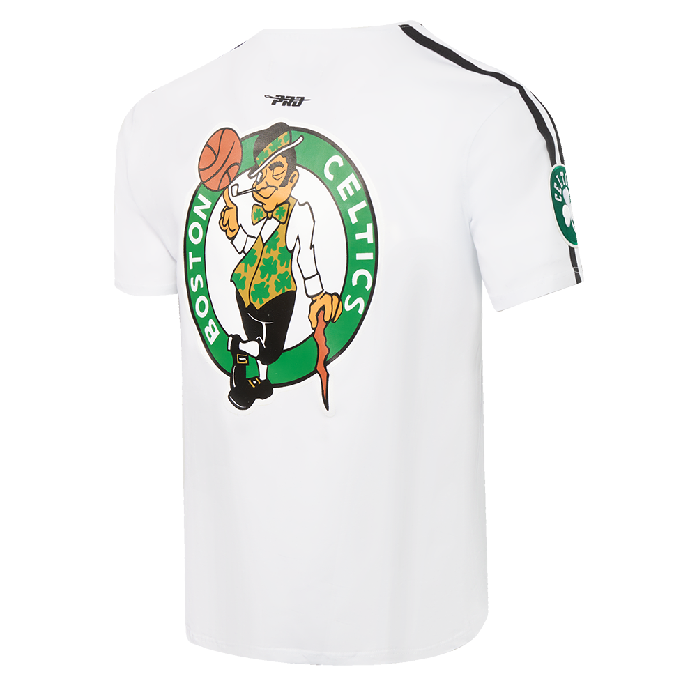 NBA BOSTON CELTICS CLASSIC MESH STRIPED MEN'S TEE (WHITE/BLACK)
