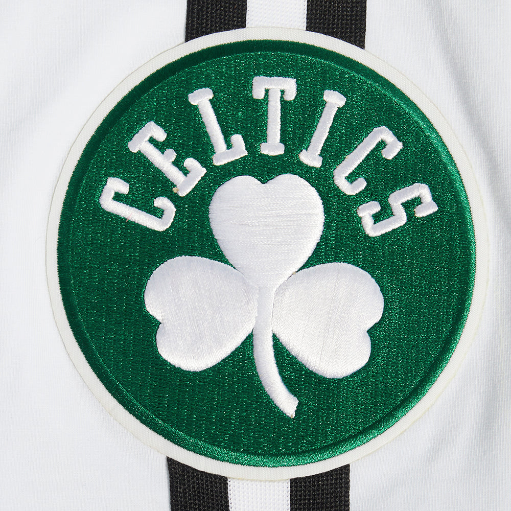 NBA BOSTON CELTICS CLASSIC MESH STRIPED MEN'S TEE (WHITE/BLACK)