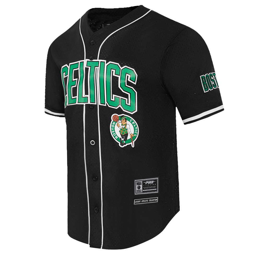 NBA BOSTON CELTICS CLASSIC MEN'S MESH BUTTON DOWN JERSEY (BLACK)