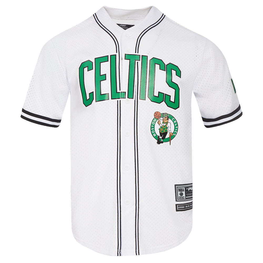 NBA BOSTON CELTICS CLASSIC MAILLOT À BOUTONS EN FILET POUR HOMME (BLANC/NOIR/BLANC)