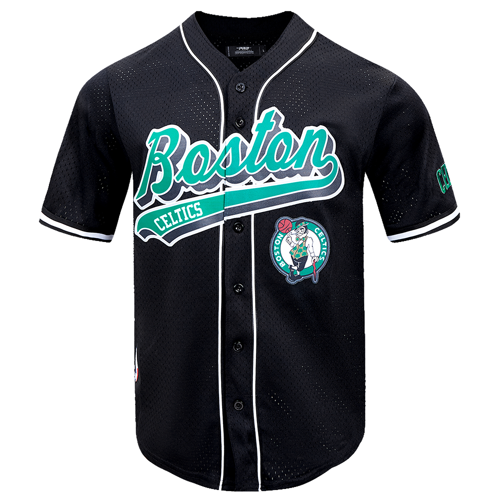 NBA BOSTON CELTICS SCRIPT TAIL CHEMISE BOUTONNÉE EN FILET POUR HOMME (NOIR)