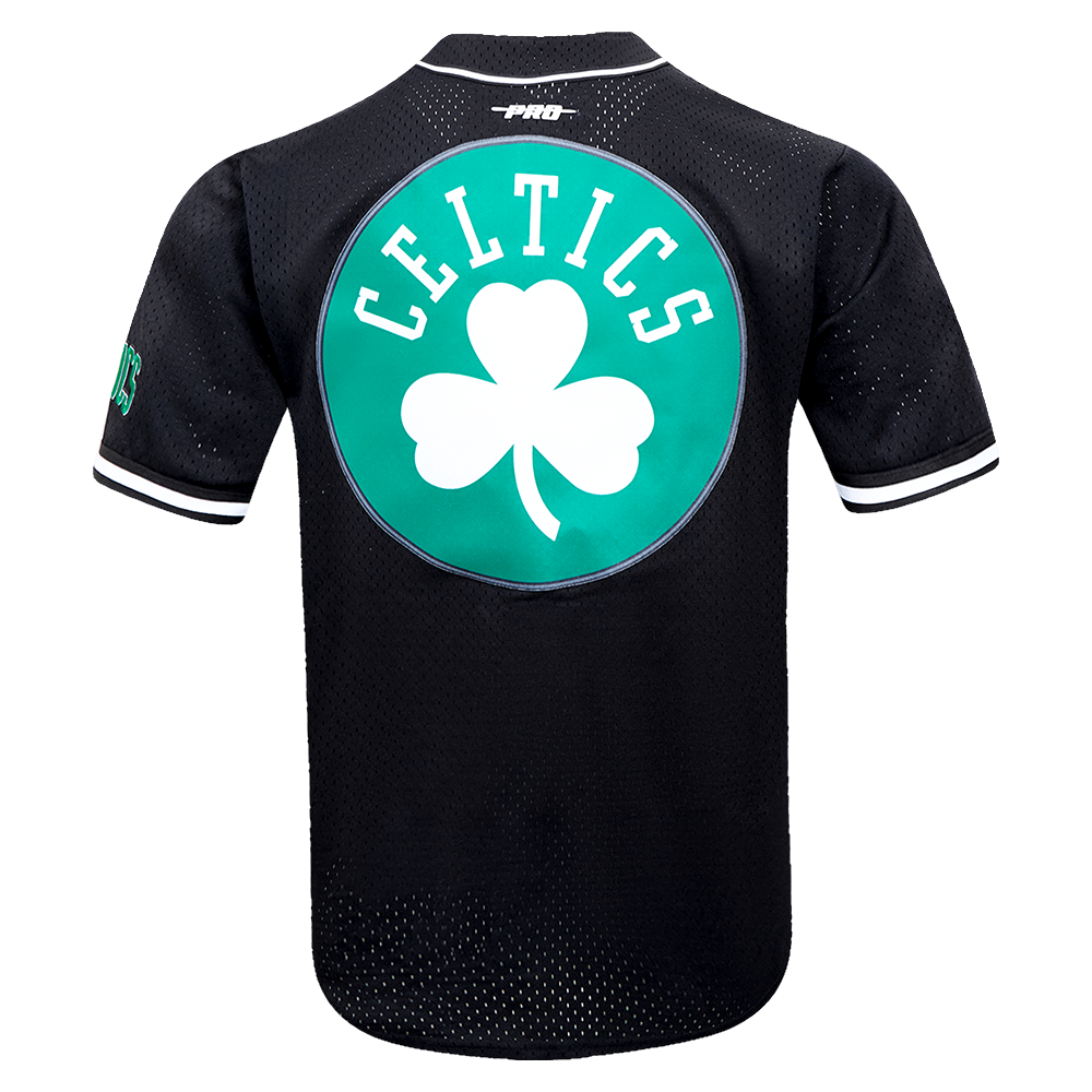NBA BOSTON CELTICS SCRIPT TAIL CHEMISE BOUTONNÉE EN FILET POUR HOMME (NOIR)