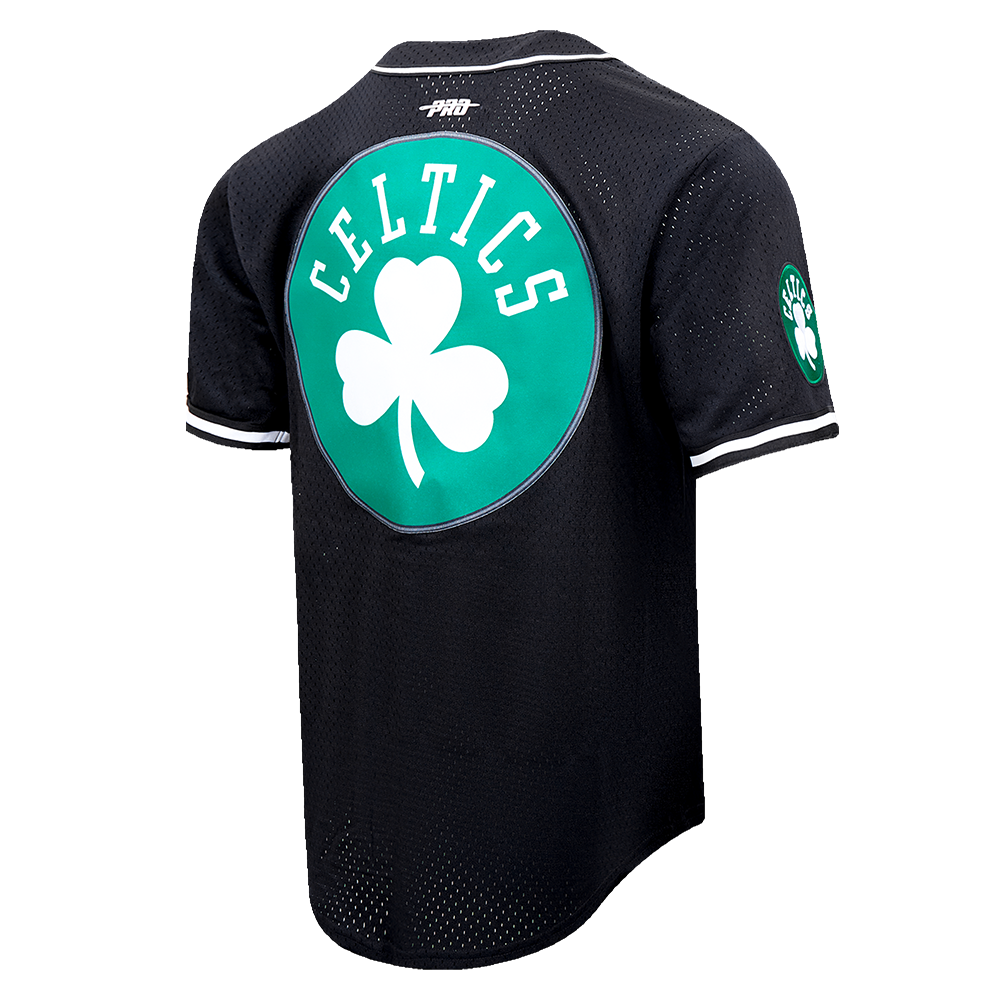 NBA BOSTON CELTICS SCRIPT TAIL CHEMISE BOUTONNÉE EN FILET POUR HOMME (NOIR)