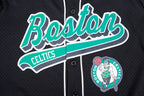 NBA BOSTON CELTICS SCRIPT TAIL CHEMISE BOUTONNÉE EN FILET POUR HOMME (NOIR)