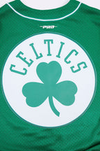 NBA BOSTON CELTICS SCRIPT TAIL MEN'S MESH BUTTON DOWN SHIRT (KELLY GREEN)