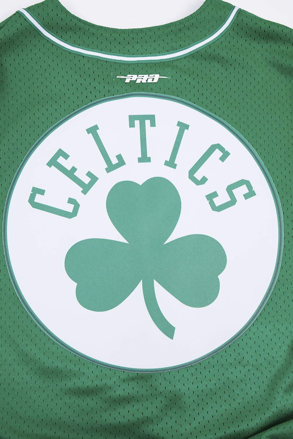 NBA BOSTON CELTICS SCRIPT TAIL MEN'S MESH BUTTON DOWN SHIRT (KELLY GREEN)