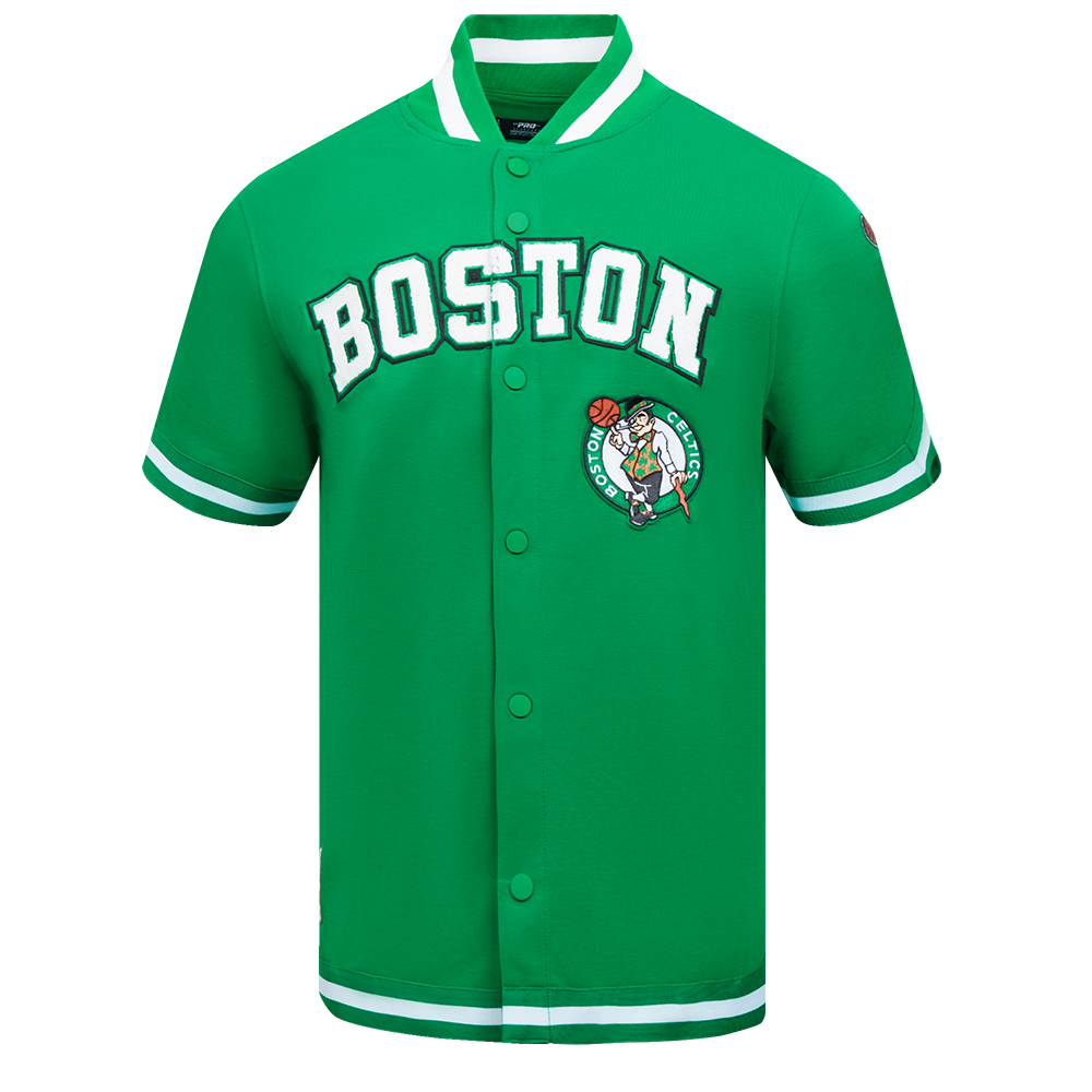 NBA BOSTON CELTICS CLASSIC BLOUSON PRO EN MAILLE DOUBLE À MANCHES COURTES POUR HOMME (VERT KELLY)