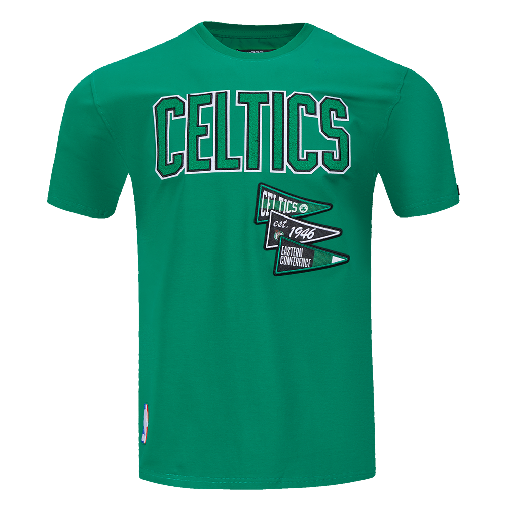 NBA BOSTON CELTICS TEAM PENNANTS T-SHIRT À LOGOTYPE POUR HOMME (VERT KELLY)