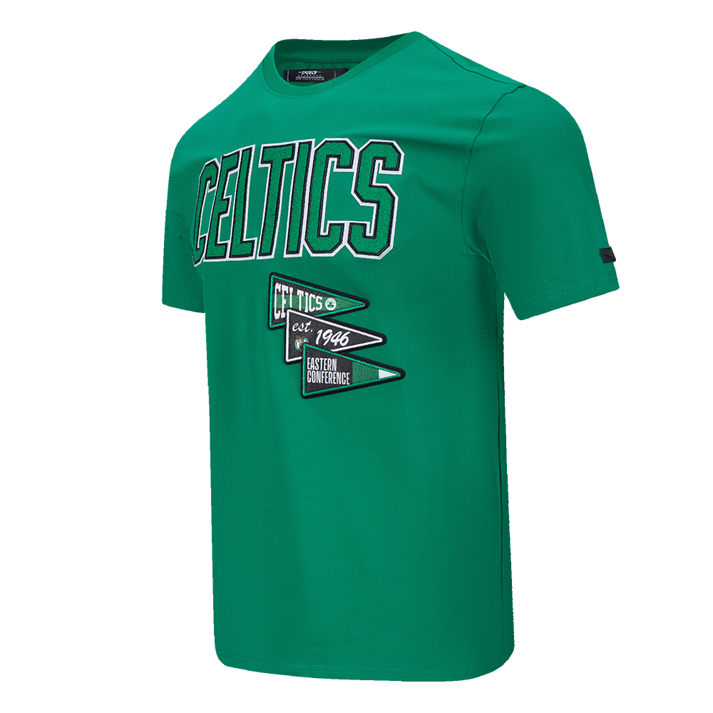 NBA BOSTON CELTICS TEAM PENNANTS T-SHIRT À LOGOTYPE POUR HOMME (VERT KELLY)