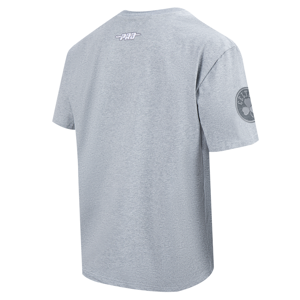 NBA BOSTON CELTICS REVERSE FRENCH TERRY T-SHIRT EN JERSEY DE COTON À ÉPAULES TOMBANTES POUR HOMME (GRIS CHINÉ FONCÉ)