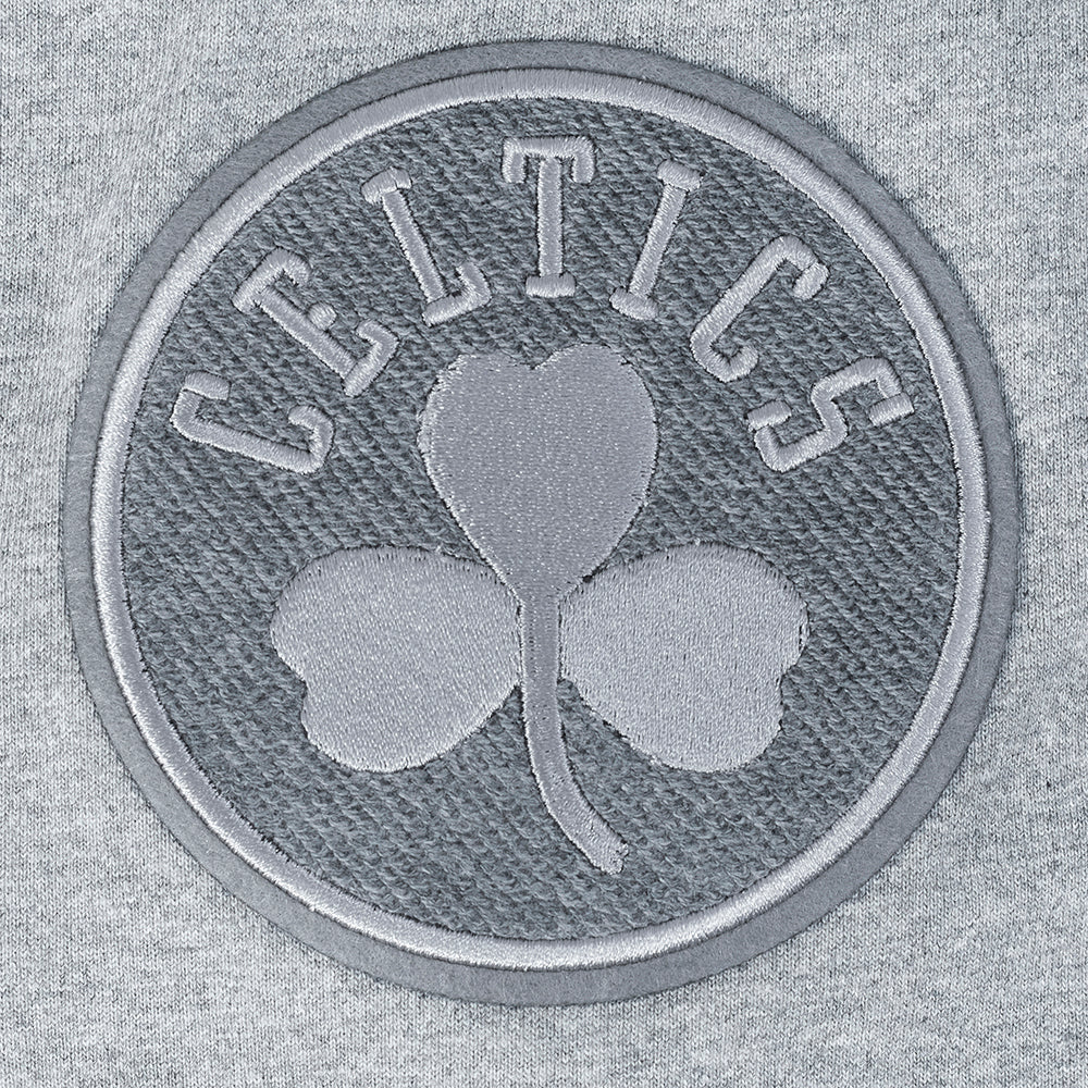 NBA BOSTON CELTICS REVERSE FRENCH TERRY T-SHIRT EN JERSEY DE COTON À ÉPAULES TOMBANTES POUR HOMME (GRIS CHINÉ FONCÉ)
