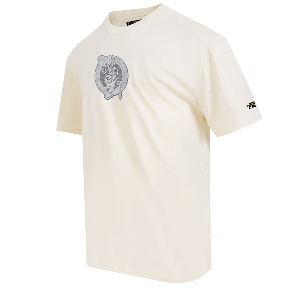NBA BOSTON CELTICS REVERSE FRENCH TERRY T-SHIRT EN JERSEY DE COTON À ÉPAULES TOMBANTES POUR HOMME (COQUILLE D'ŒUF)