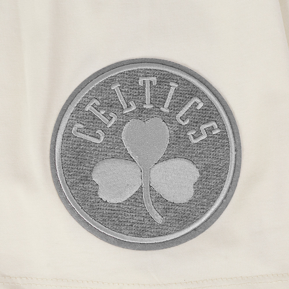 NBA BOSTON CELTICS REVERSE FRENCH TERRY T-SHIRT EN JERSEY DE COTON À ÉPAULES TOMBANTES POUR HOMME (COQUILLE D'ŒUF)