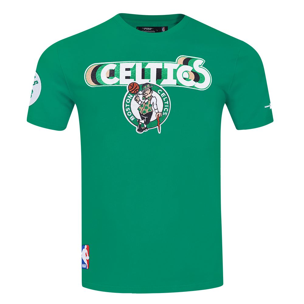 NBA BOSTON CELTICS RETRO ELEVATION T-SHIRT EN JERSEY SIMPLE POUR HOMME (VERT KELLY)