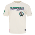 NBA BOSTON CELTICS CHROME MEN'S COTTON JERSEY DROP SHOULDER TEE (EGGSHELL)
