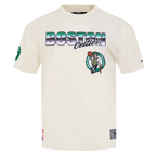 NBA BOSTON CELTICS CHROME MEN'S COTTON JERSEY DROP SHOULDER TEE (EGGSHELL)
