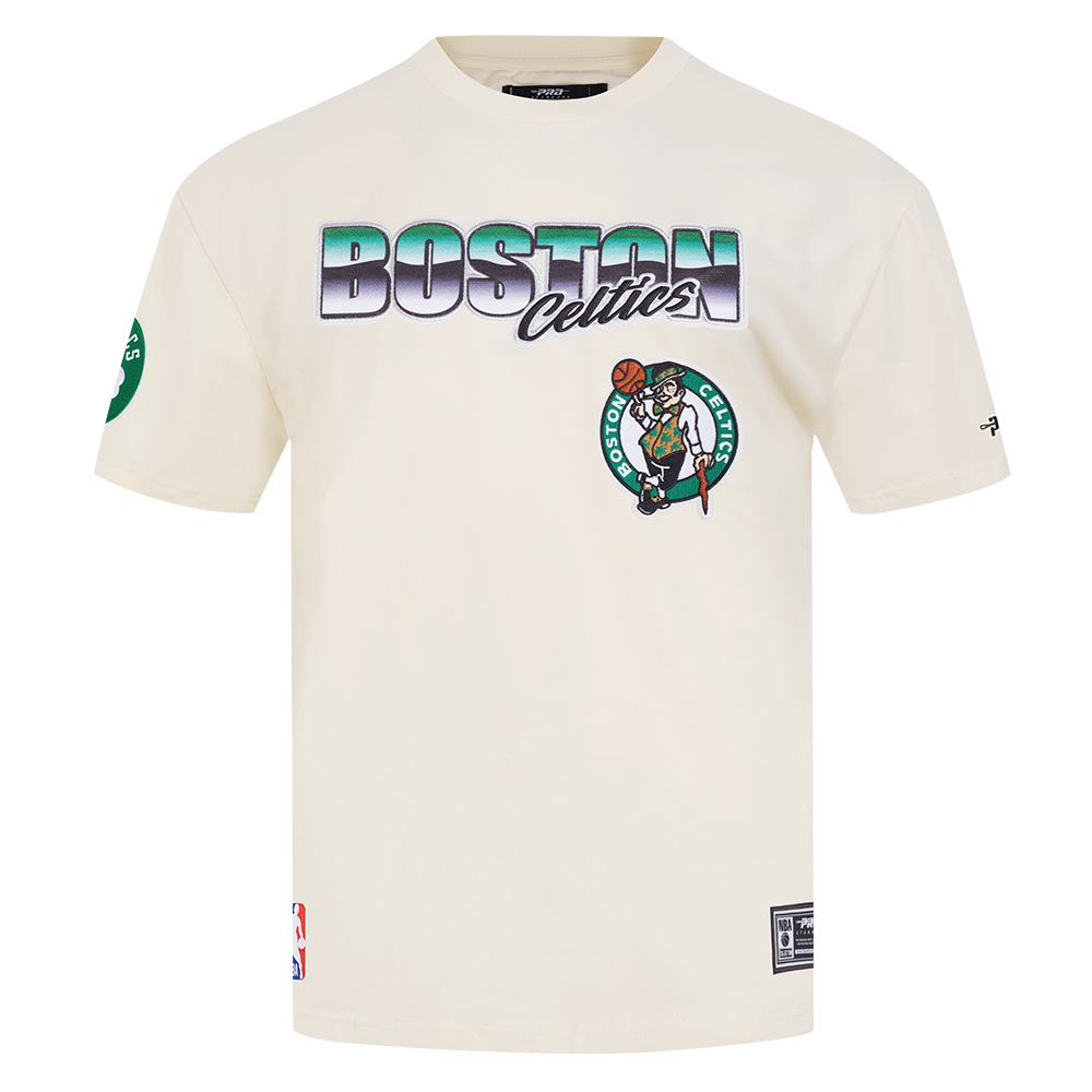 NBA BOSTON CELTICS CHROME MEN'S COTTON JERSEY DROP SHOULDER TEE (EGGSHELL)