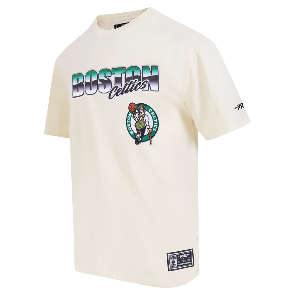 NBA BOSTON CELTICS CHROME MEN'S COTTON JERSEY DROP SHOULDER TEE (EGGSHELL)
