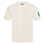 NBA BOSTON CELTICS CHROME MEN'S COTTON JERSEY DROP SHOULDER TEE (EGGSHELL)