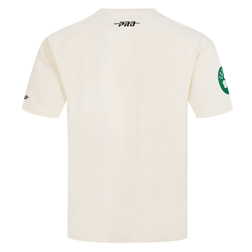 NBA BOSTON CELTICS CHROME MEN'S COTTON JERSEY DROP SHOULDER TEE (EGGSHELL)
