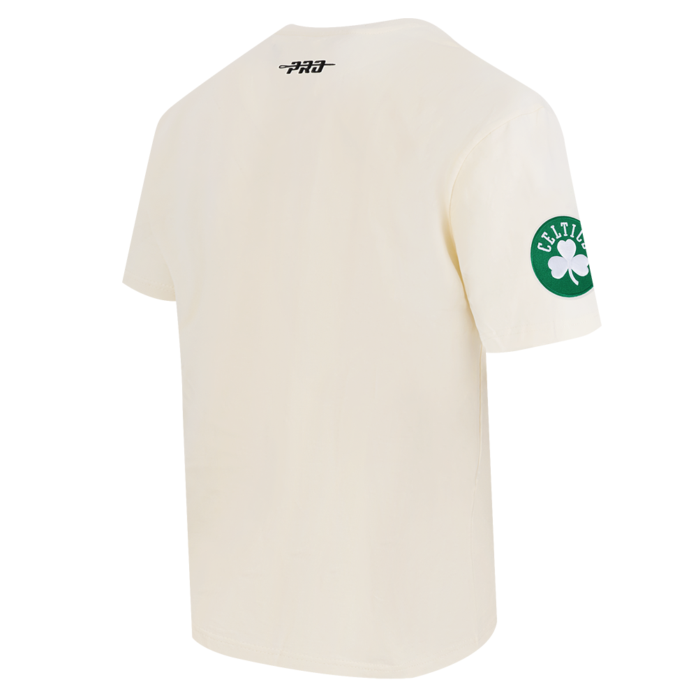 NBA BOSTON CELTICS CHROME MEN'S COTTON JERSEY DROP SHOULDER TEE (EGGSHELL)