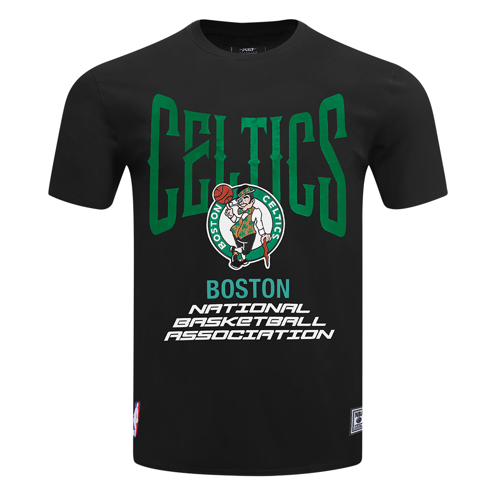 NBA BOSTON CELTICS CITY TOUR 2.0 T-SHIRT EN JERSEY DE COTON À ÉPAULES TOMBANTES POUR HOMME (NOIR)